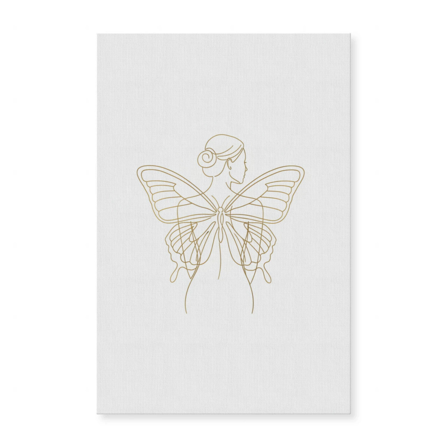 Delicate Gold Butterfly Continuous Line Art - Transformation and Beauty Nature Decor