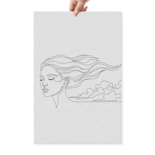 Ethereal Woman with Wind Swept Hair Art - Freedom and Liberty Minimalist Wall Decor