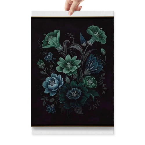 Moody Dark Floral Peony Wall Art - Sophisticated Botanical Painting for Luxury Bedroom