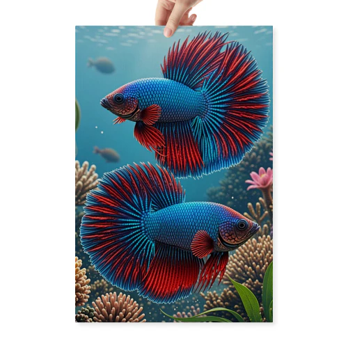 Colorful Betta Fish Aquarium Art