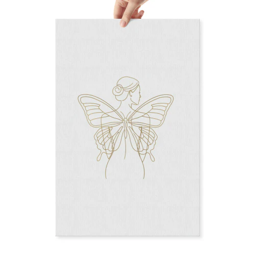 Delicate Gold Butterfly Continuous Line Art - Transformation and Beauty Nature Decor