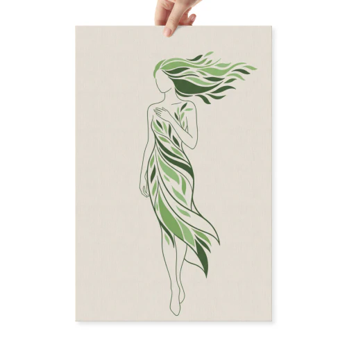 Watercolor Flowing Muse with Organic Lines - Ethereal Woman Art for Holistic Studio