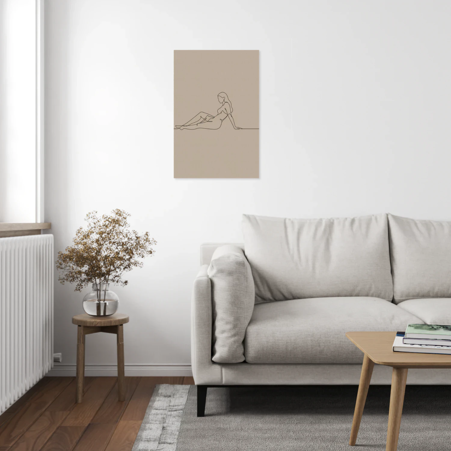 Minimalist Reclining Female Figure Line Art - Calming Wall Decor for Spa or Bedroom