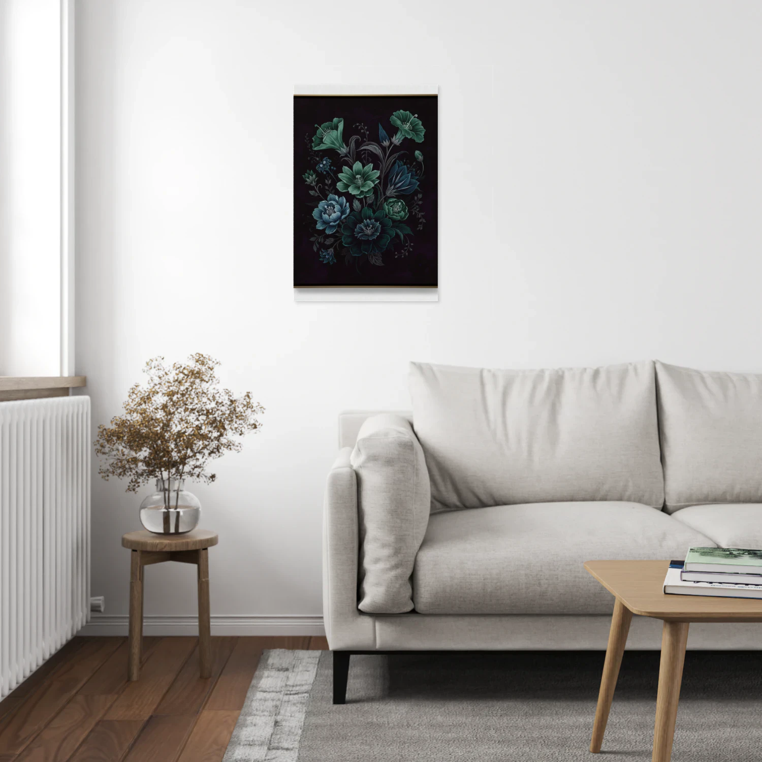 Moody Dark Floral Peony Wall Art - Sophisticated Botanical Painting for Luxury Bedroom