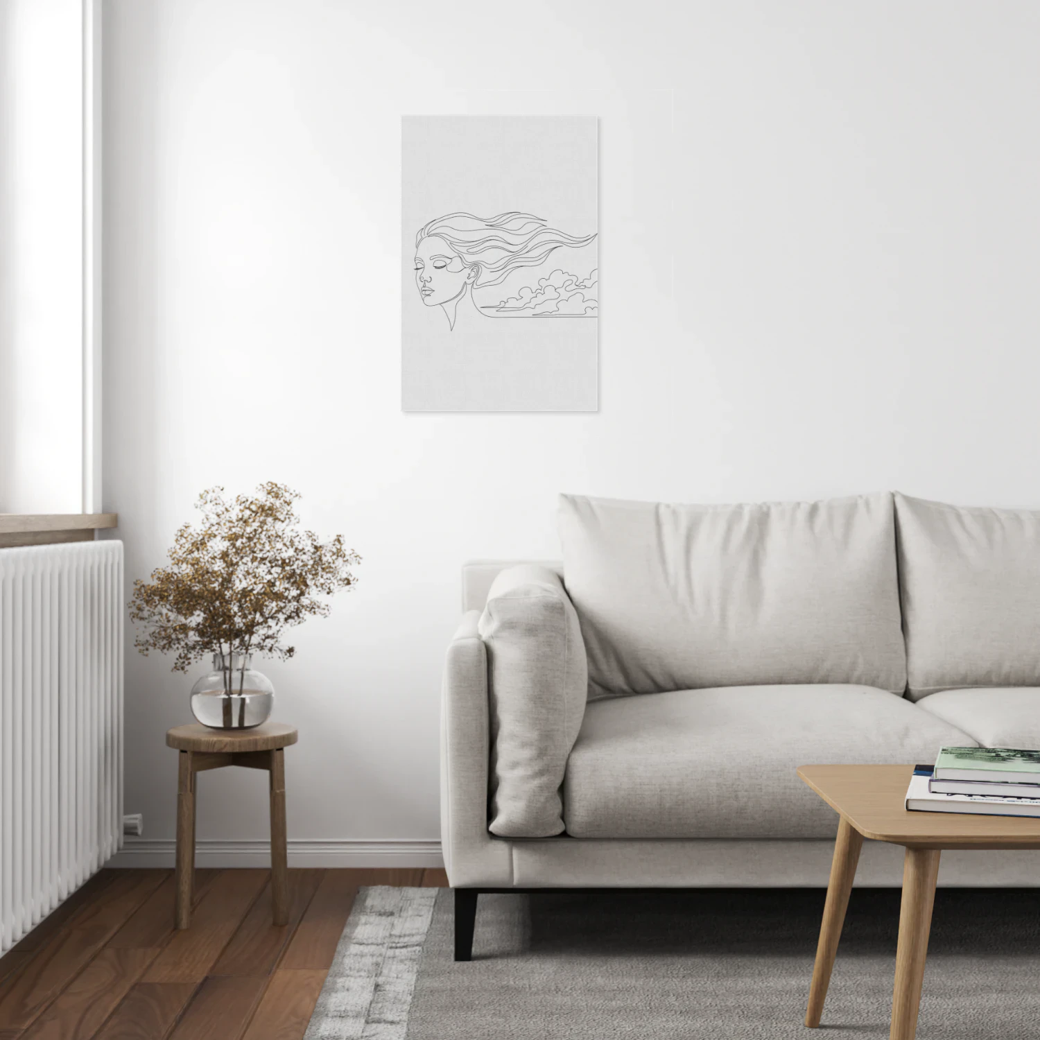 Ethereal Woman with Wind Swept Hair Art - Freedom and Liberty Minimalist Wall Decor