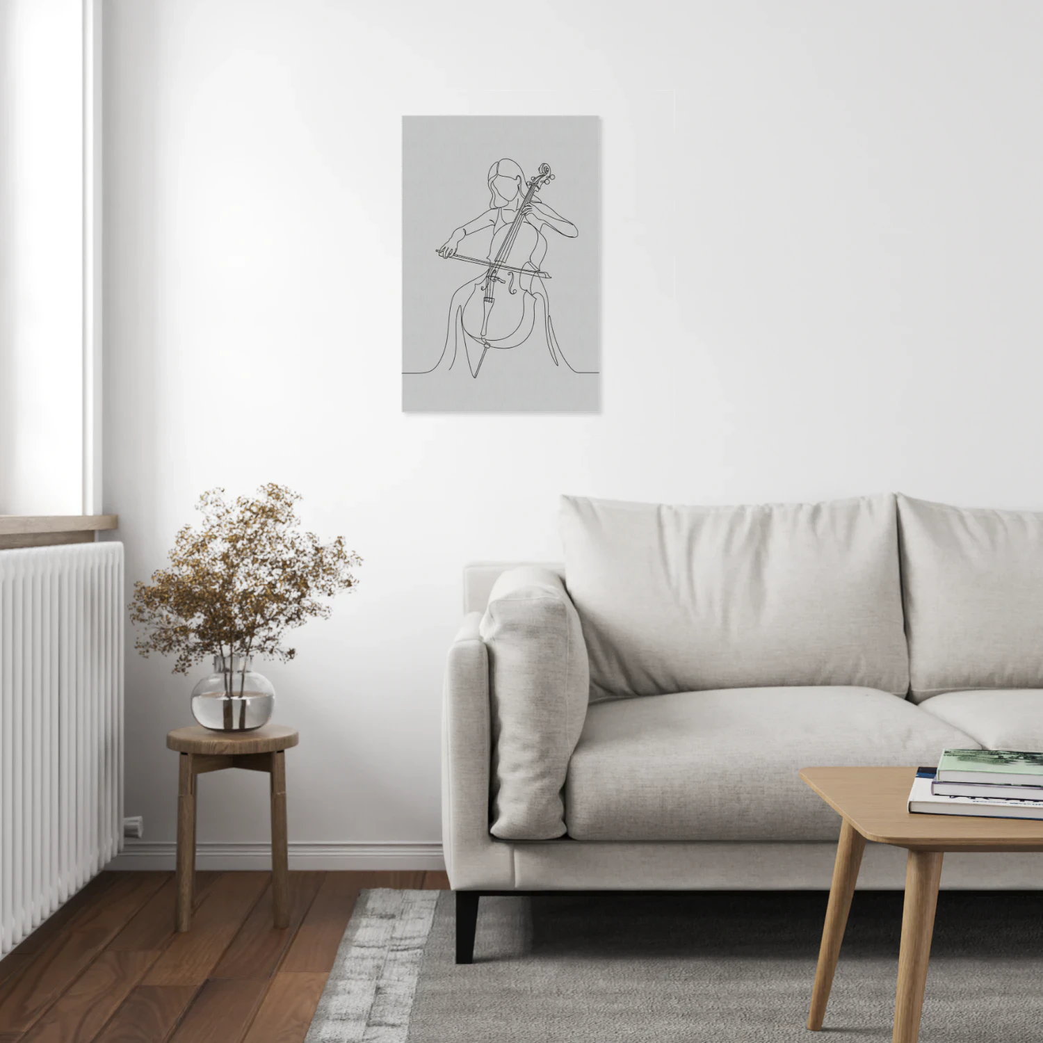 Passionate Musician Playing Cello Line Drawing - Artistic Soul Music Wall Decor
