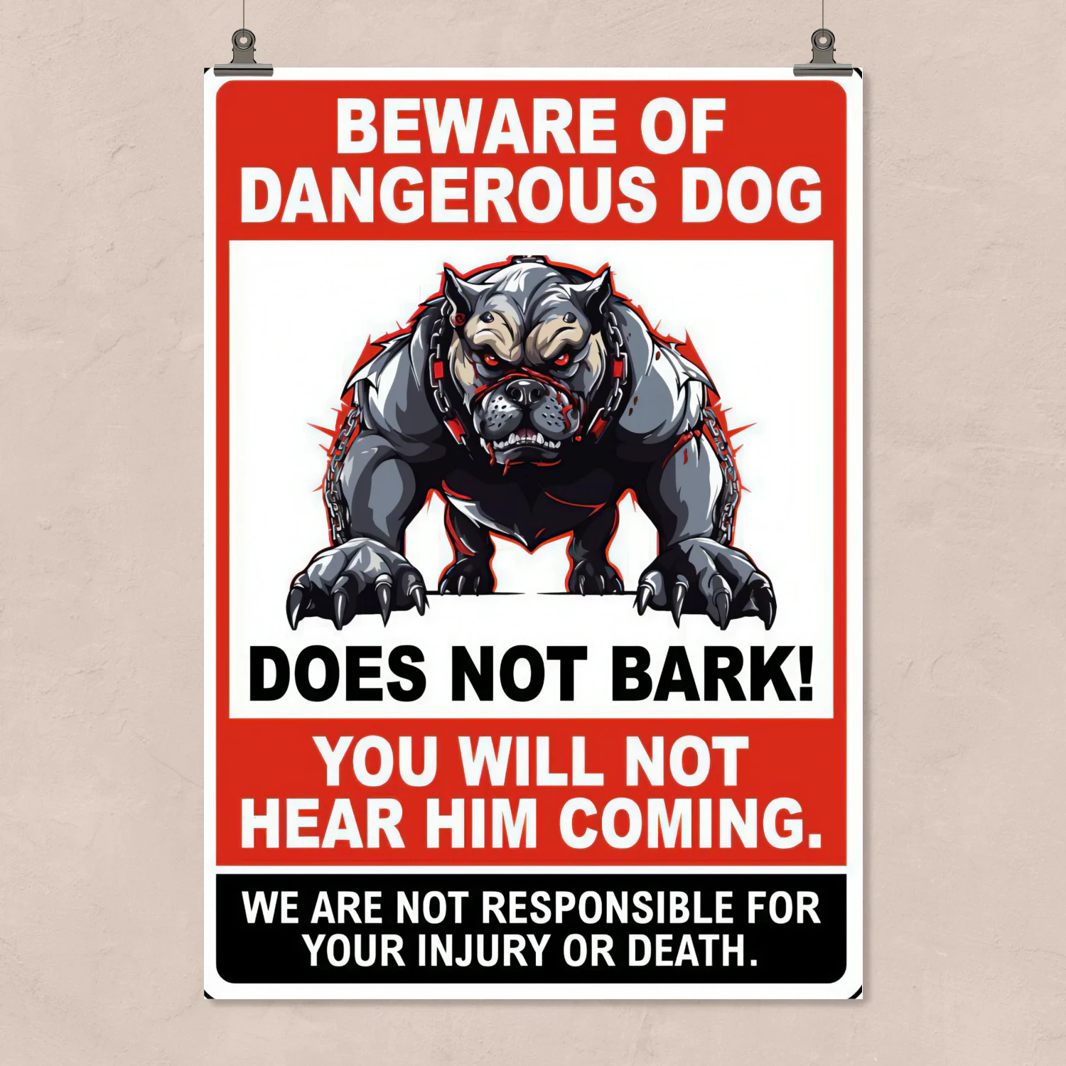 Beware Of Dangerous Wall Art, Pitbull
