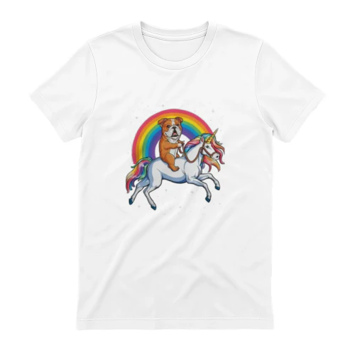 English Bulldog Riding Unicorn