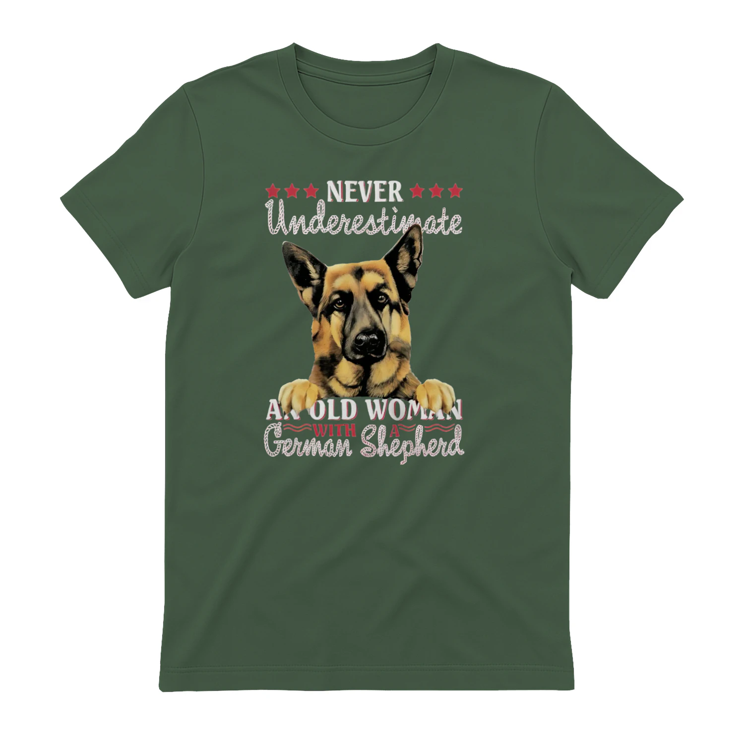 An Old Woman With A German Shepherd