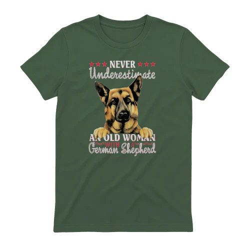 An Old Woman With A German Shepherd