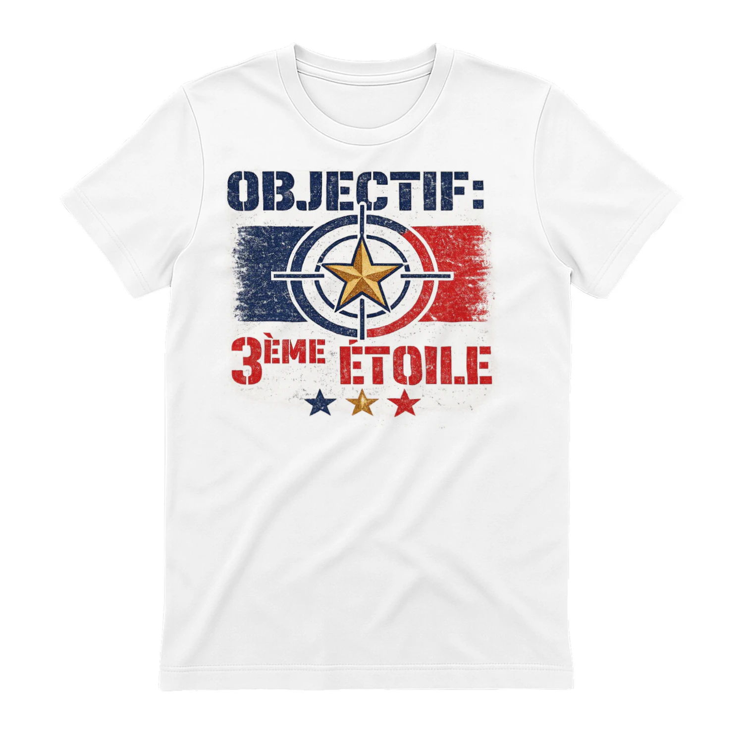 Objectif : 3ème Étoile – Design Vintage de T-Shirt Supporter de Football Français