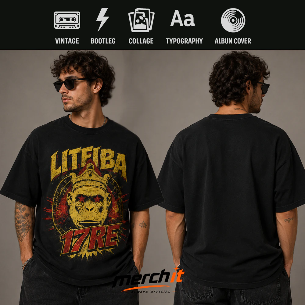 Maglietta Litfiba 17 RE – Vintage Rock Monkey Graphic T-Shirt