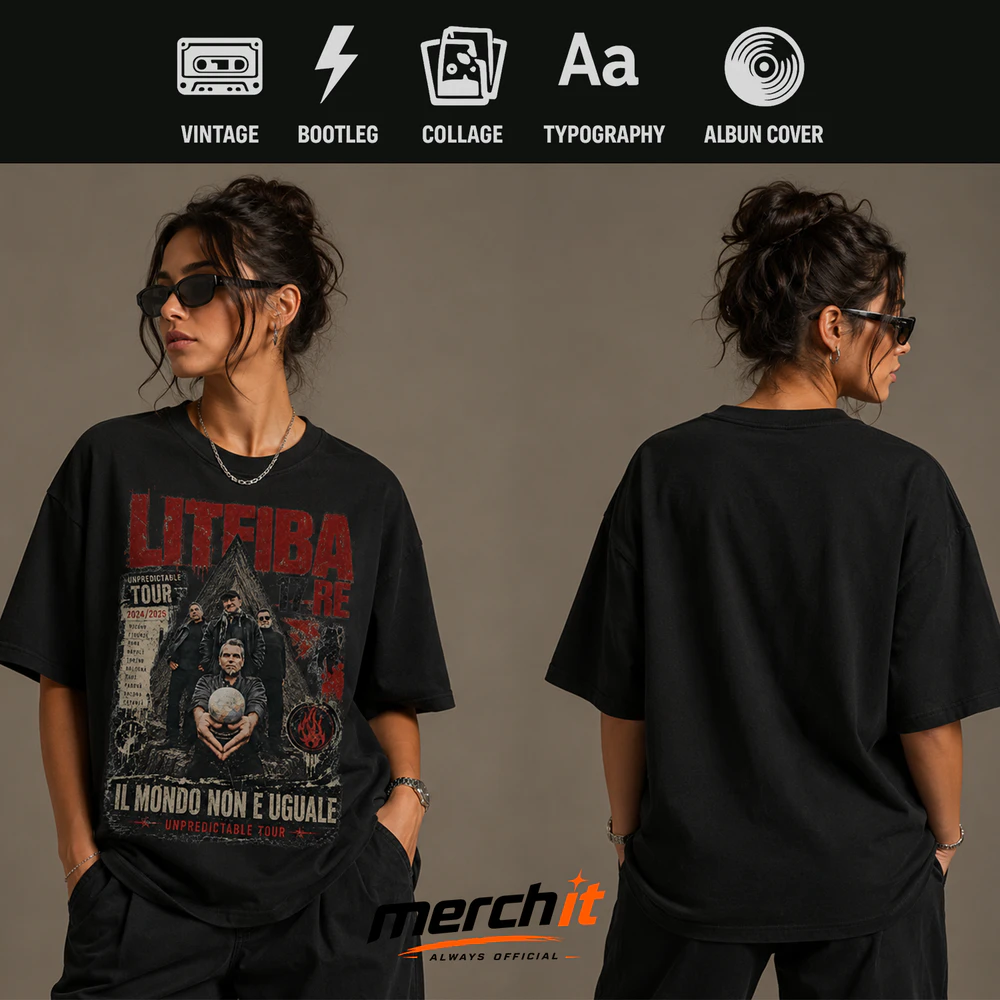 Maglietta Litfiba - 17 Re Unpredictable Tour Vintage –  Rock Italiana "Il Mondo Non È Uguale" Unisex T-Shirt 