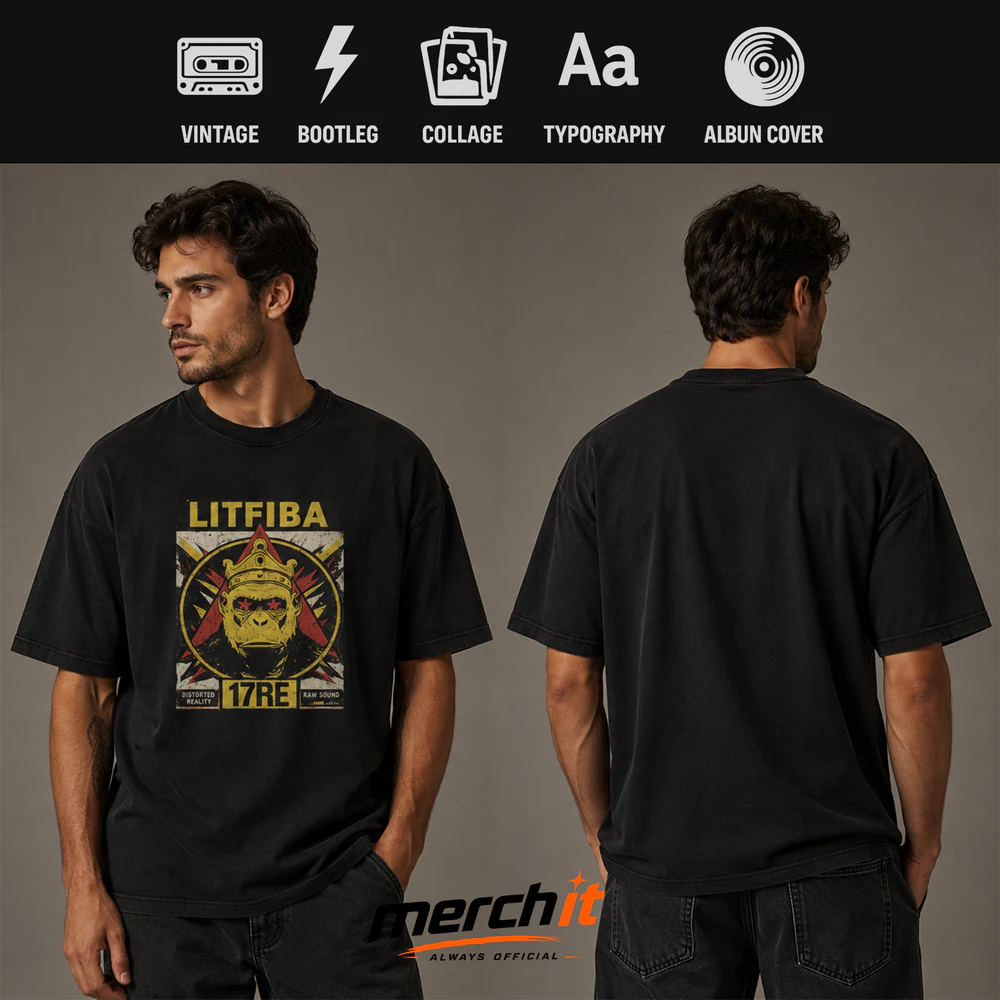 Maglietta Litfiba 17 RE – Vintage Rock Graphic T-Shirt in Stile Poster Retrò