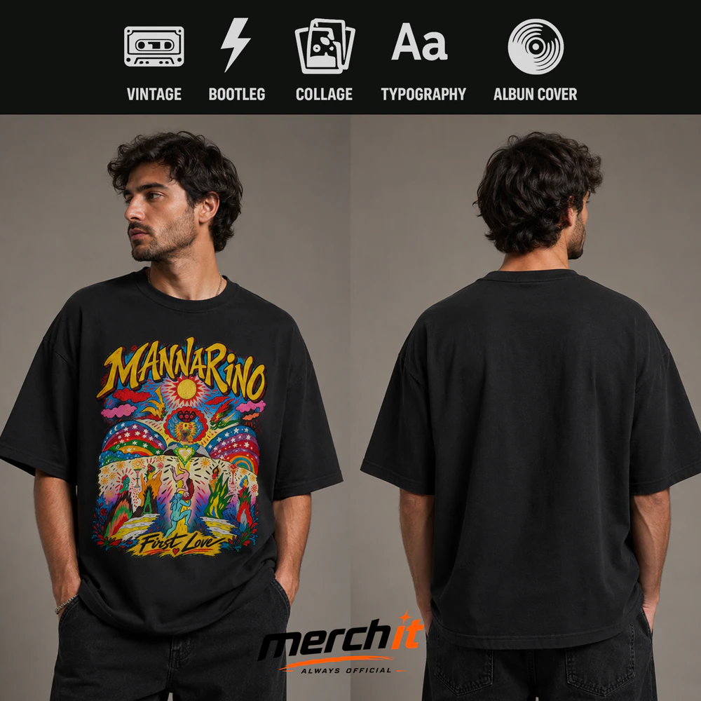 Maglietta Mannarino - Primo Amore First Love Vintage Psychedelic T-Shirt