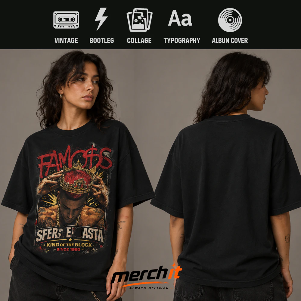 Maglietta Sfera Ebbasta Famoso – King of the Block Vintage Graphic T-Shirt