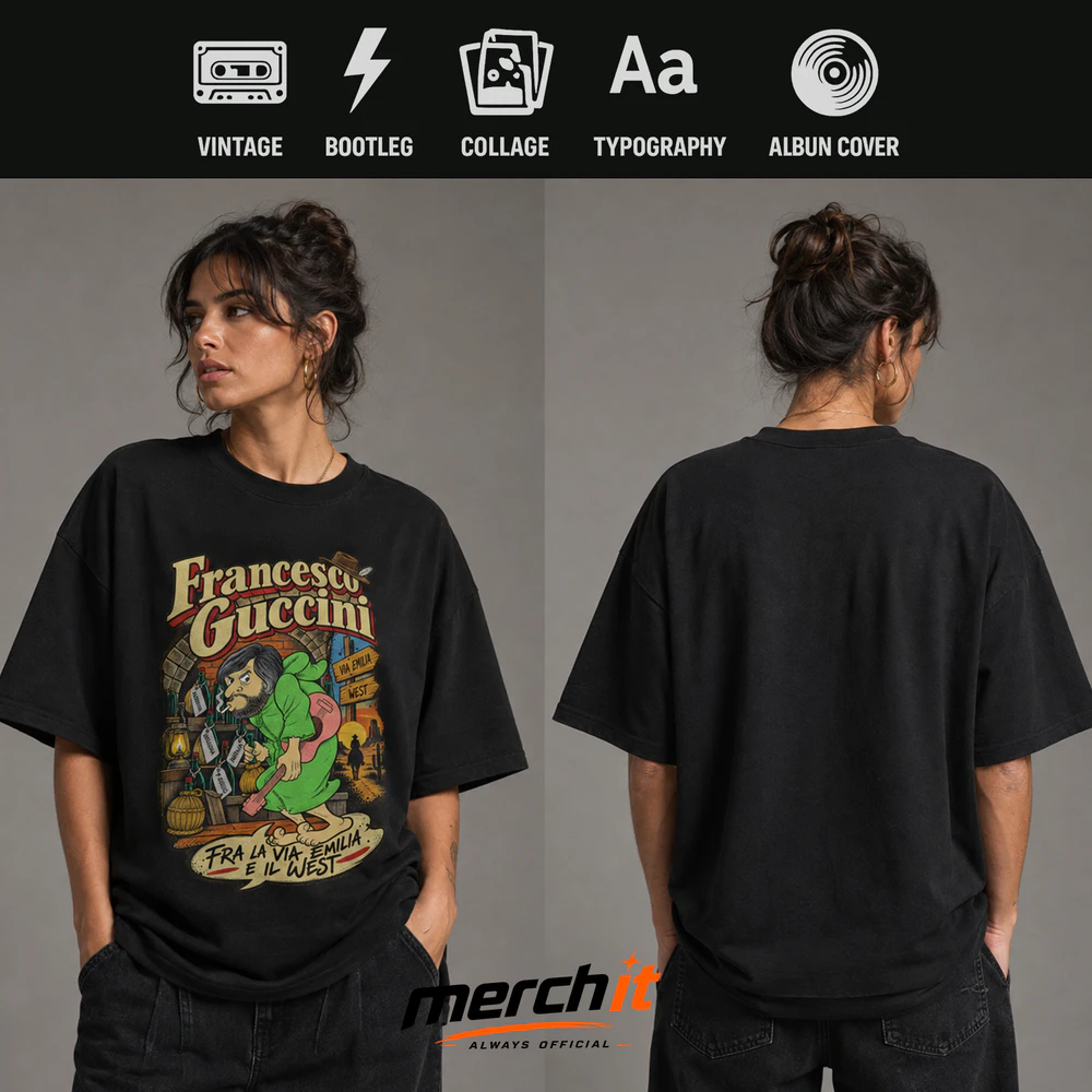 Maglietta Francesco Guccini Fra la Via Emilia e il West Vintage T-Shirt