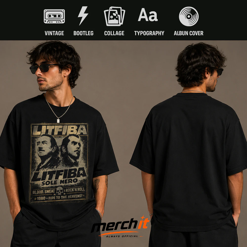 Maglietta Litfiba "Sole Nero" Vintage Rock Poster –  Unisex Retrò T-Shirt 