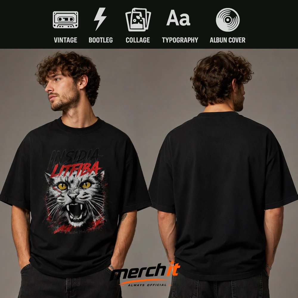 Maglietta Litfiba - Insidia Vintage – Rock Italiana con Grafica Gatto Selvaggio Unisex T-Shirt