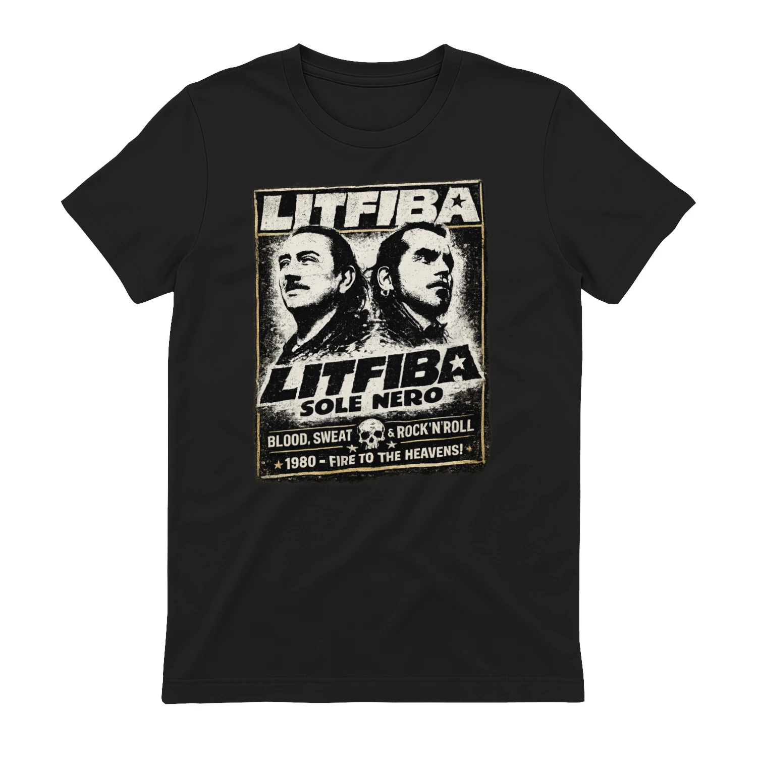 Maglietta Litfiba "Sole Nero" Vintage Rock Poster –  Unisex Retrò T-Shirt 