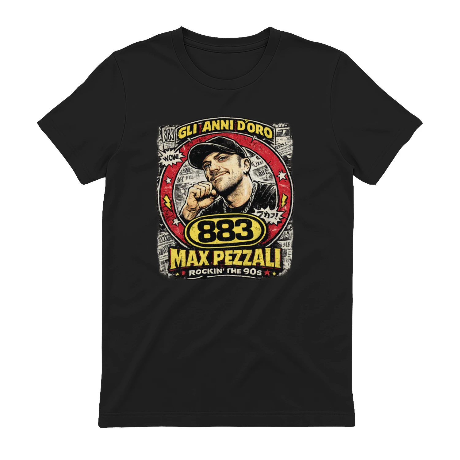 Maglietta 883 Gli Anni d'Oro – Max Pezzali Vintage Rockin' The 90s Graphic T-Shirt