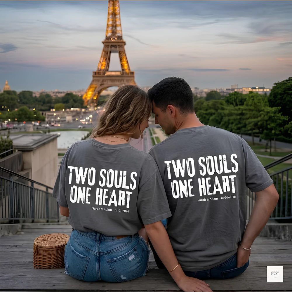 Custom Two Souls One Heart Comfort Colors 1717 T-Shirt 2