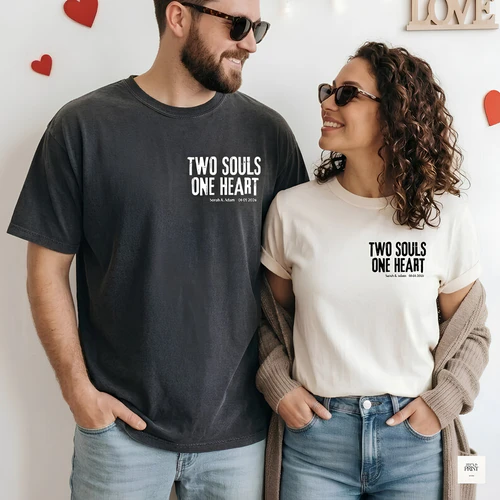 Custom Two Souls One Heart Comfortt Colors Tee 