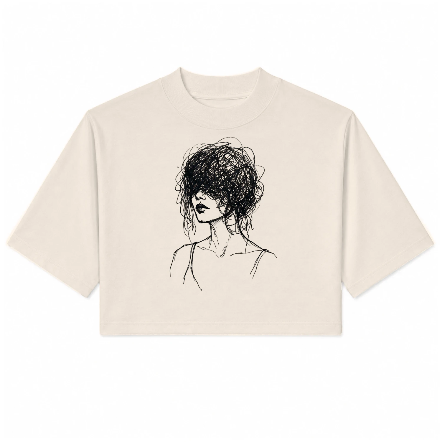  Abstract Line Art Graphic Sweatshirt - Scribble Face Aesthetic Pullover