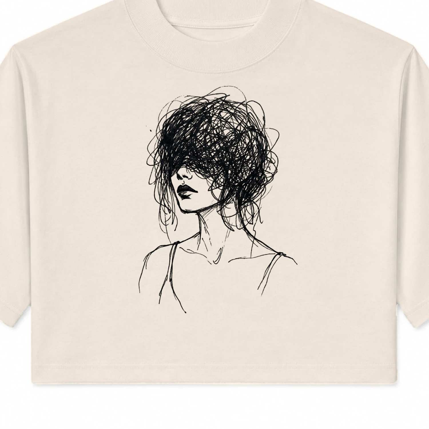  Abstract Line Art Graphic Sweatshirt - Scribble Face Aesthetic Pullover