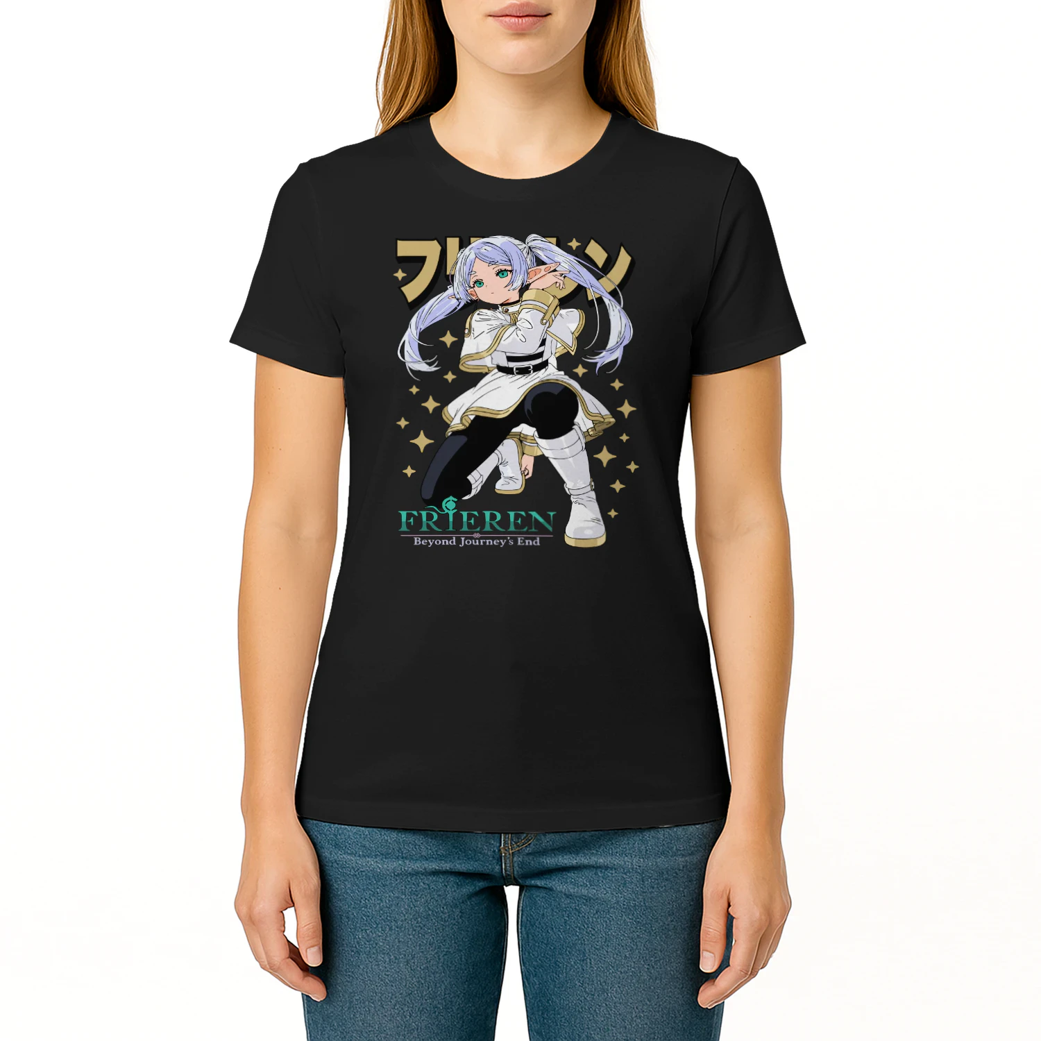 Frieren T-Shirt Beyond Journey's End Fern Stark Girl Anime Gifts Shirt All Size2