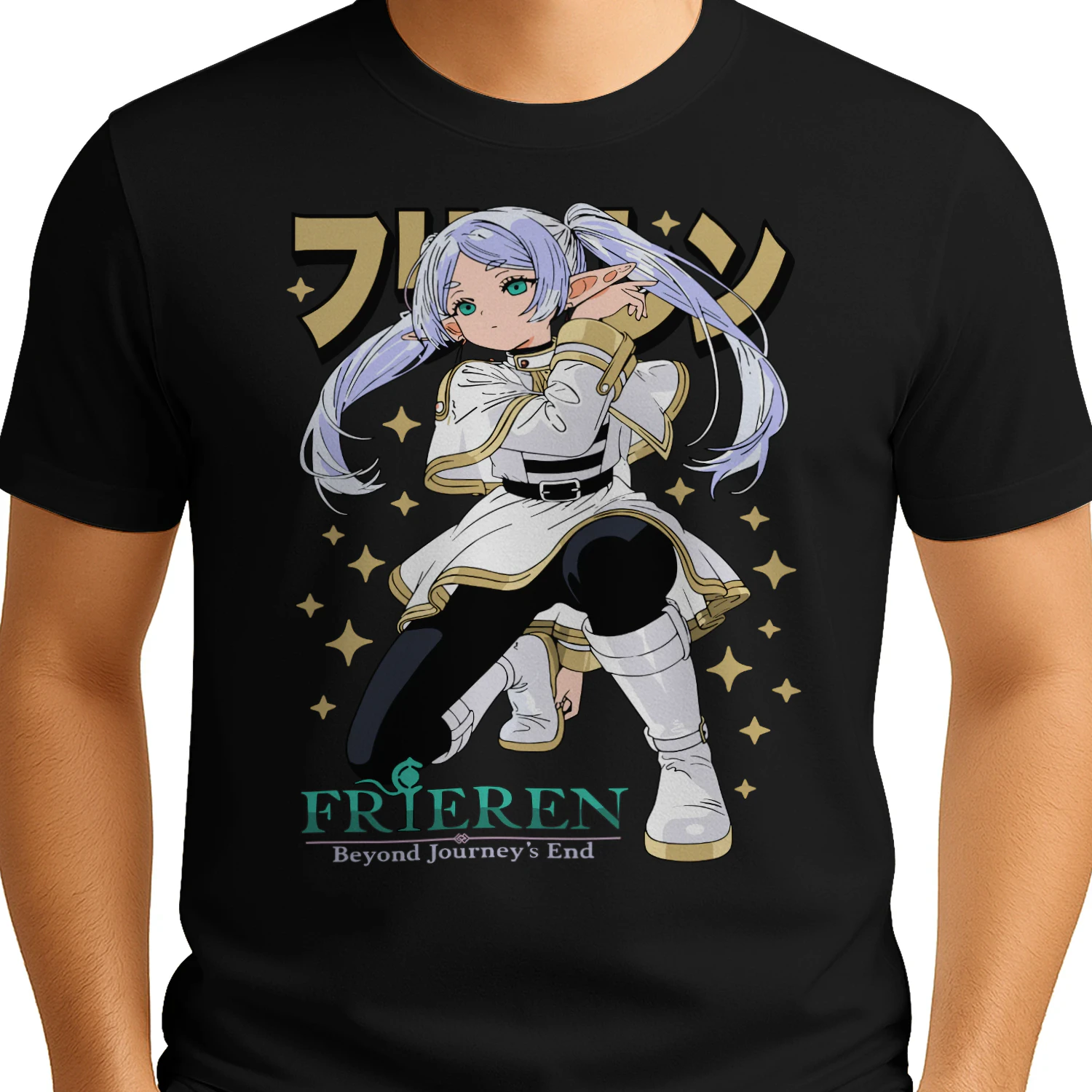 Frieren T-Shirt Beyond Journey's End Fern Stark Girl Anime Gifts Shirt All Size2