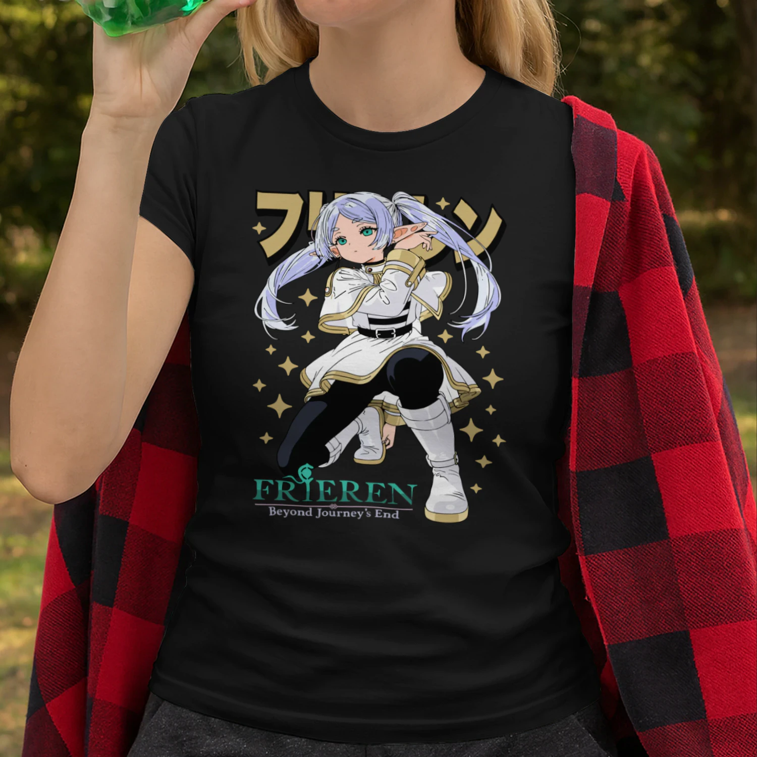 Frieren T-Shirt Beyond Journey's End Fern Stark Girl Anime Gifts Shirt All Size2