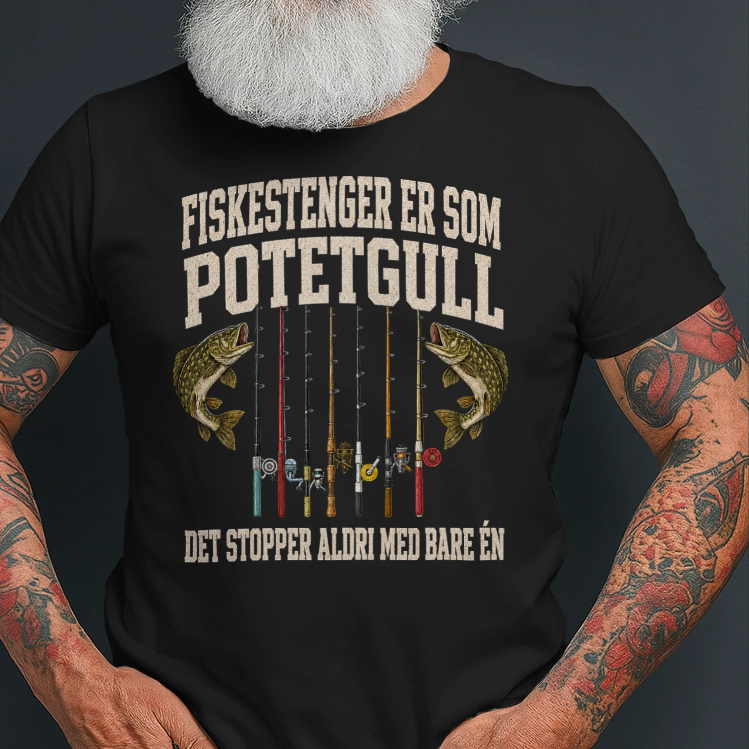 Morsom fisketrøye som gave til en fiskeglade pappa