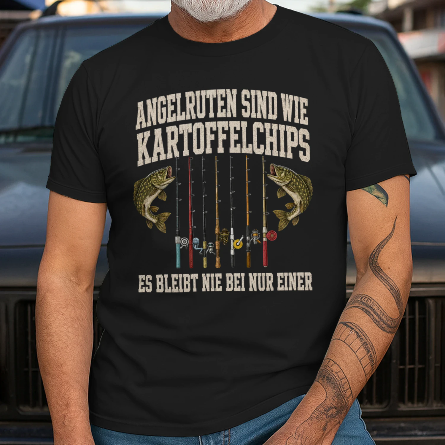 Lustiges Angelshirt als Geschenk für anglernden Papa