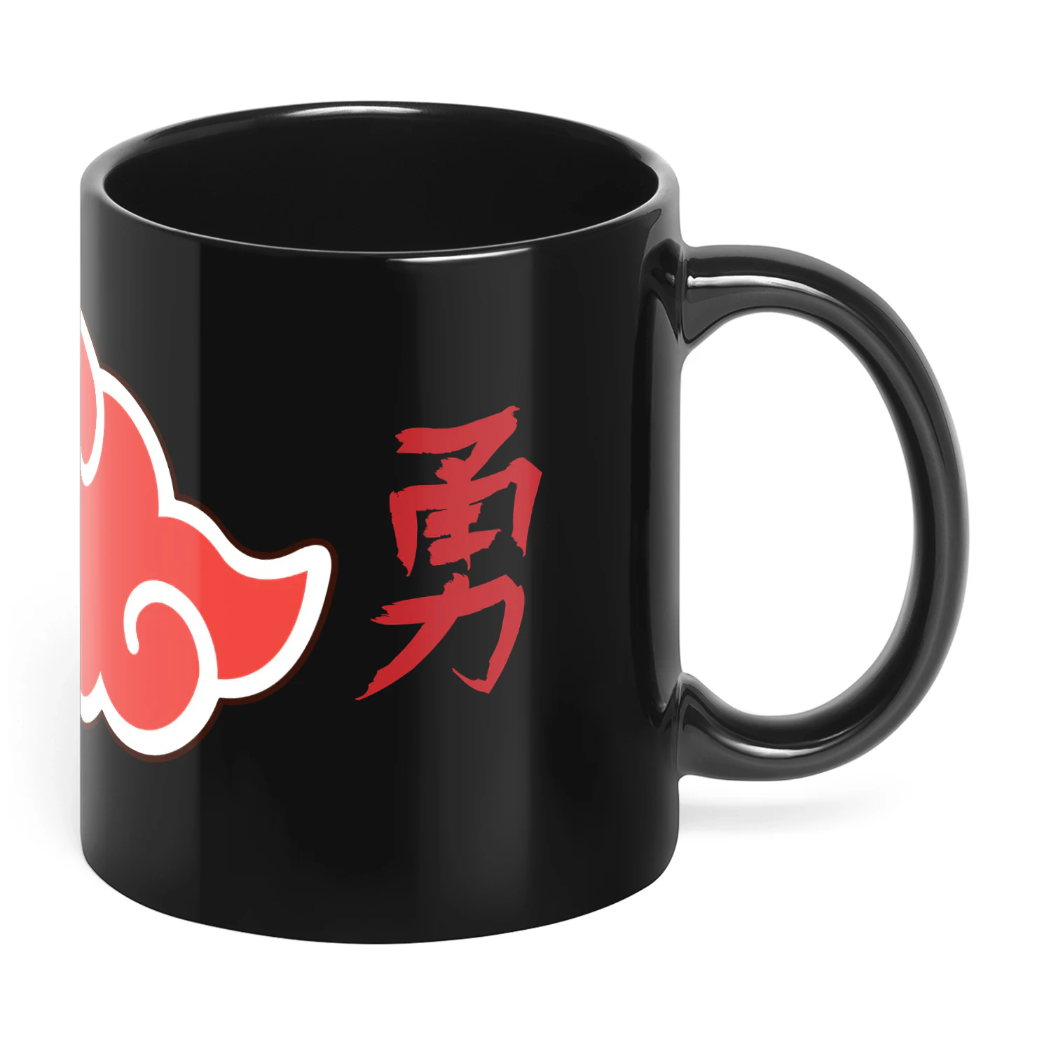 Akatsuki Black Ceramic Mug - Naruto Anime Coffee Cup with Courage Kanji