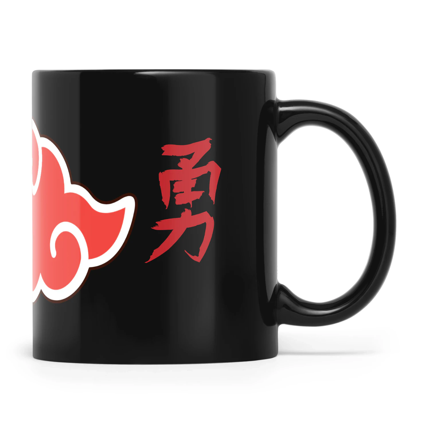 Akatsuki Black Ceramic Mug - Naruto Anime Coffee Cup with Courage Kanji