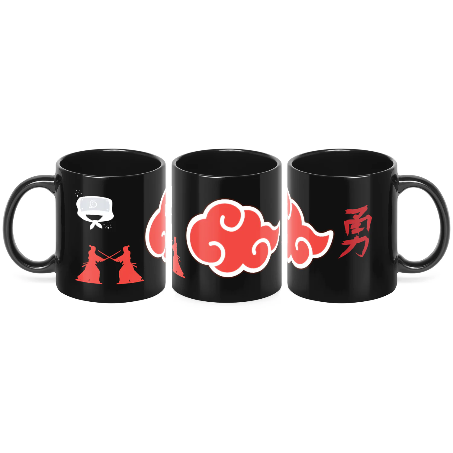 Akatsuki Black Ceramic Mug - Naruto Anime Coffee Cup with Courage Kanji