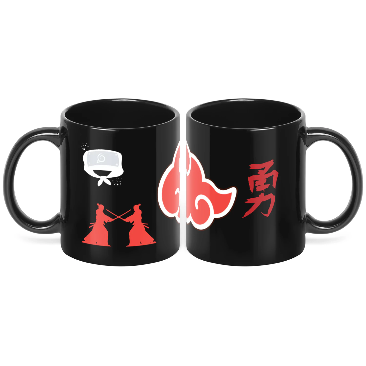 Akatsuki Black Ceramic Mug - Naruto Anime Coffee Cup with Courage Kanji