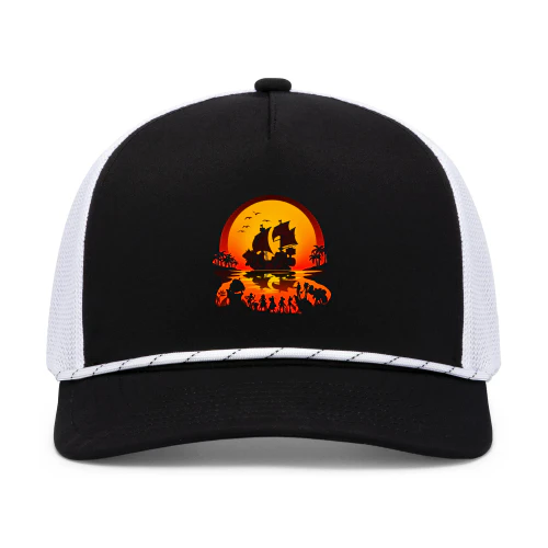 One Piece Inspired Sunset Pirate Adventure Trucker Cap