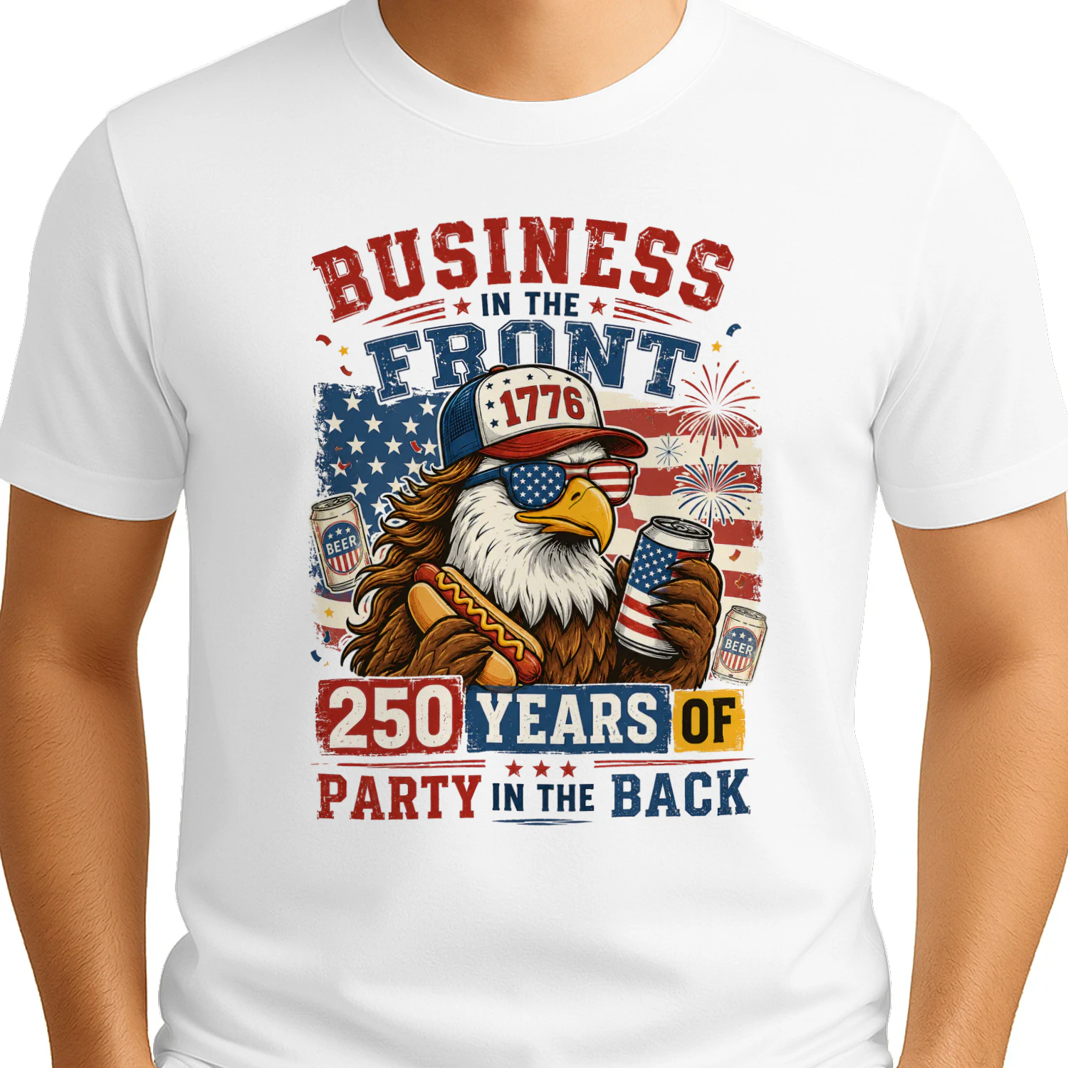 Funny 4th of July Bald Eagle Mullet - 250 Years of Party Patriotic Graphic - USA 250th Anniversary America Birthday