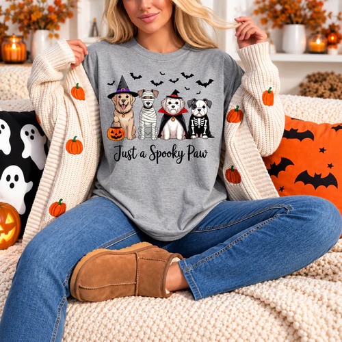 Just a Spooky Paw Halloween Dog Shirt