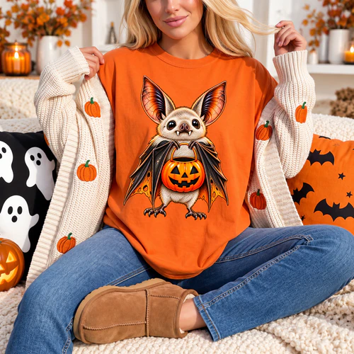 Moonlit Bat Pumpkin Halloween