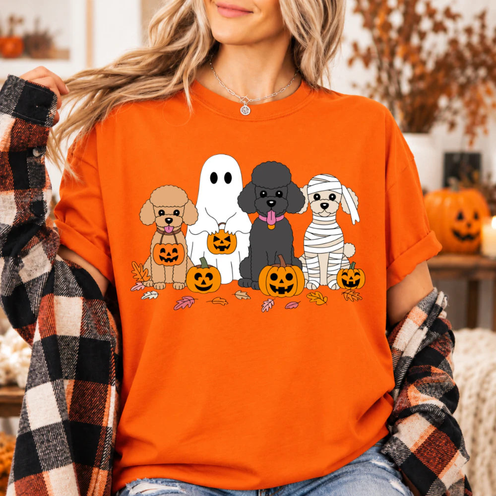 Halloween Poodle Dogs Ghost Mummy Shirt