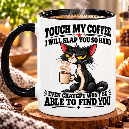 Grumpy Black Cat Coffee Mug