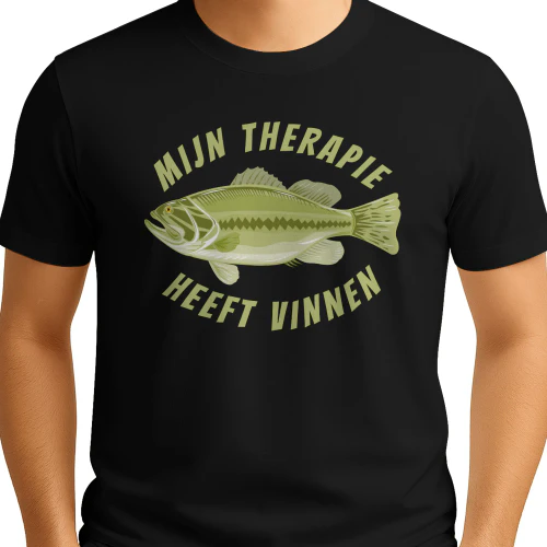Mijn Therapie Heeft Vinnen – Grappig Visser T-Shirt