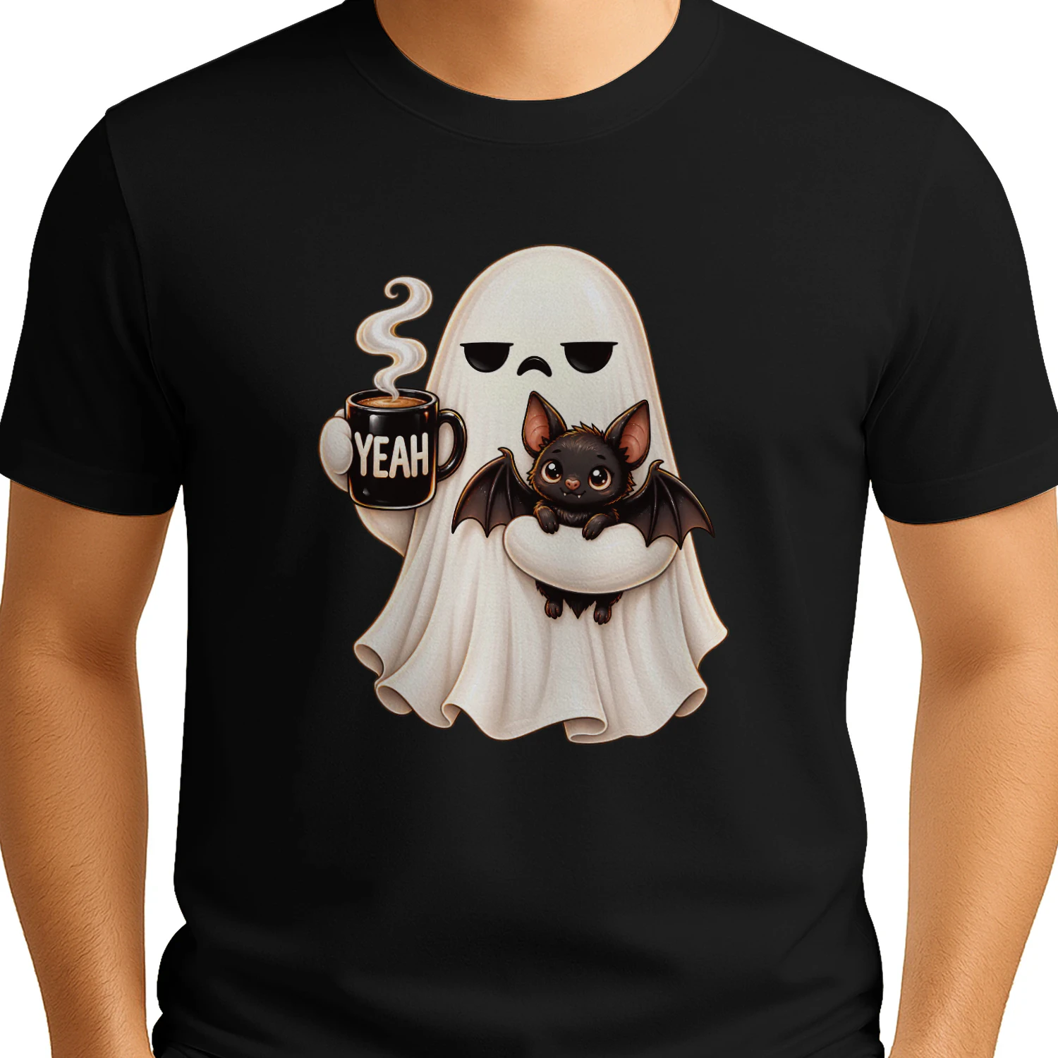 Cute Halloween Ghost Bat Coffee Lover Spooky Coffee