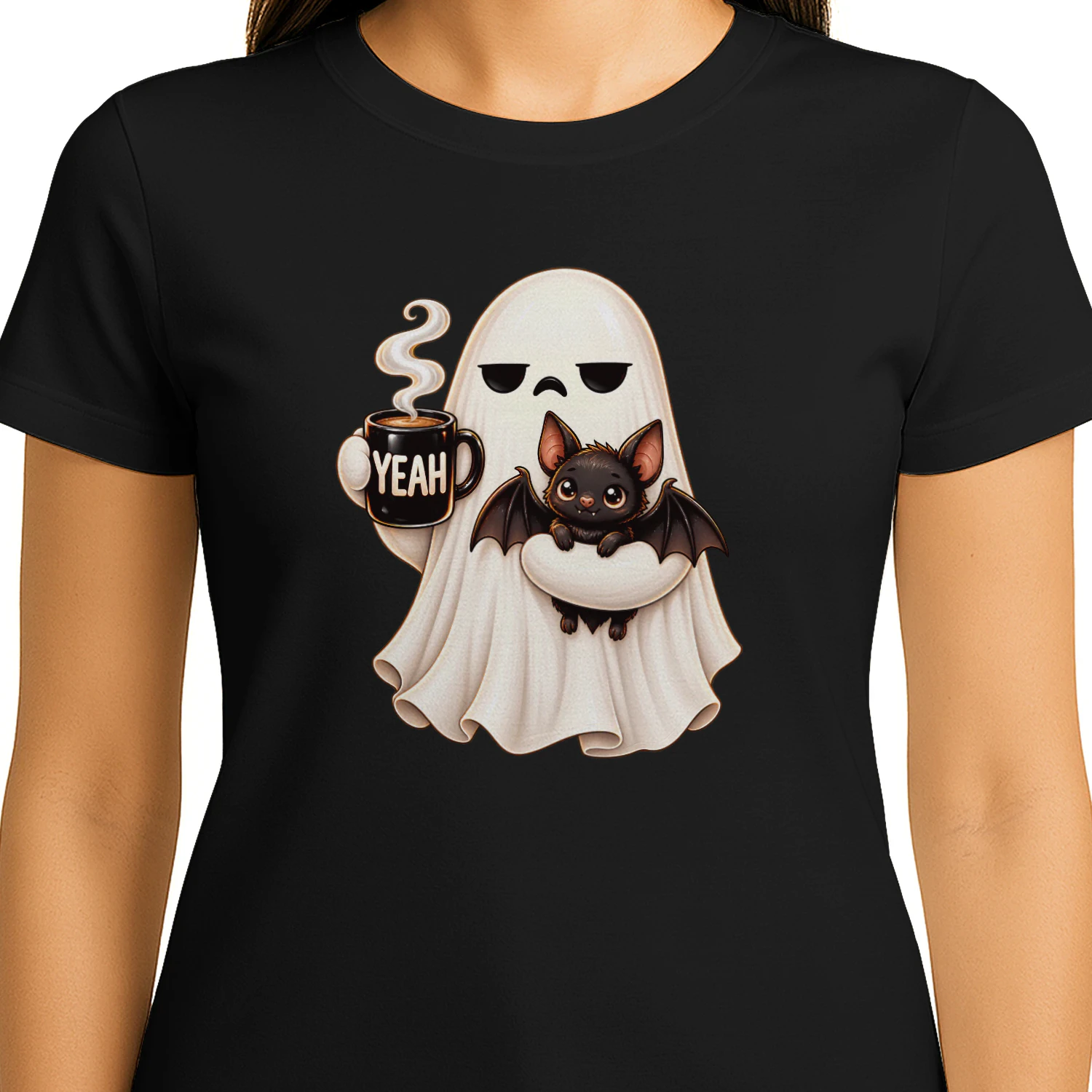 Cute Halloween Ghost Bat Coffee Lover Spooky Coffee