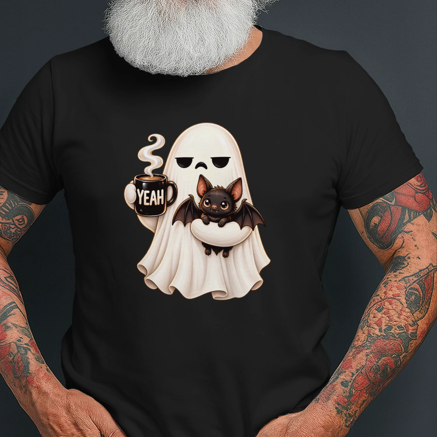 Cute Halloween Ghost Bat Coffee Lover Spooky Coffee