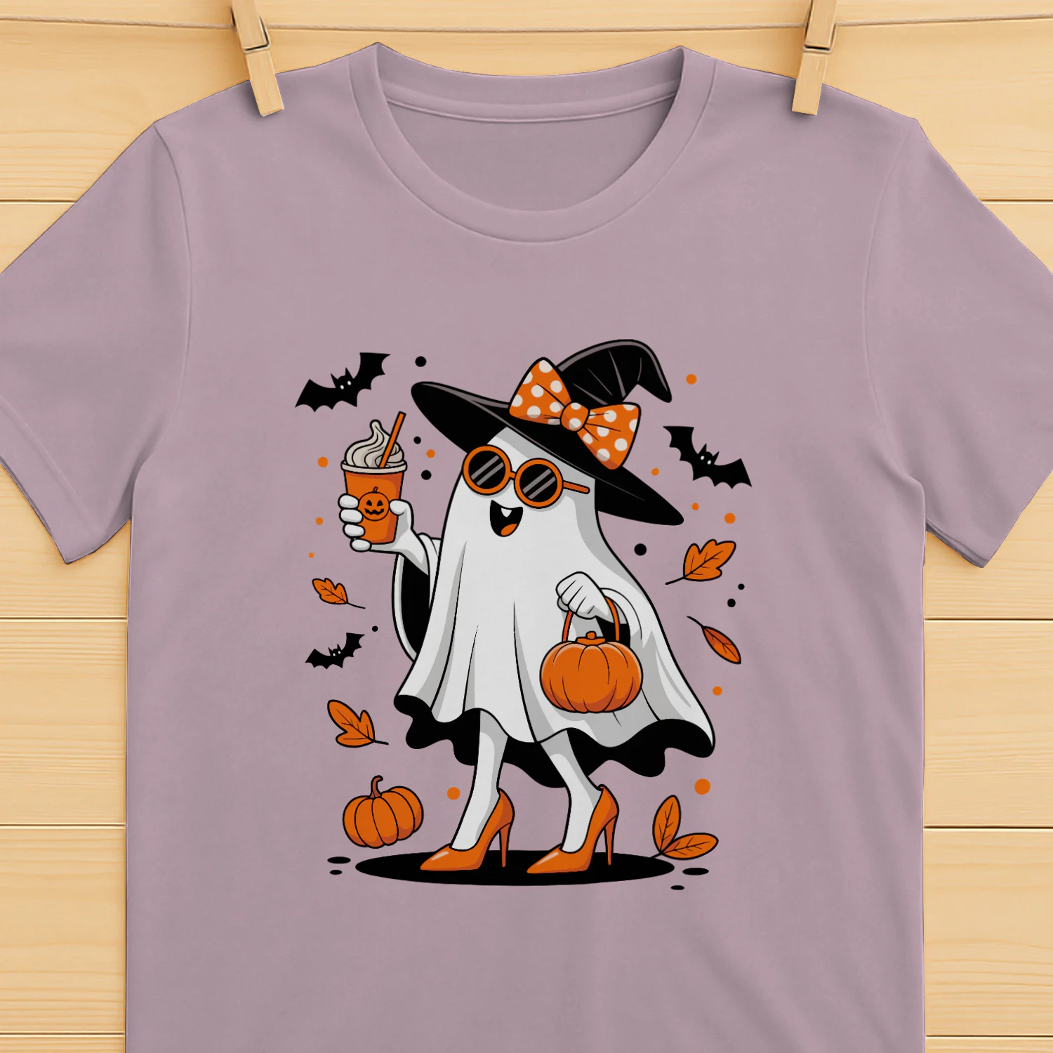 Cute Halloween Ghost Witch Coffee Pumpkin Spooky Fall