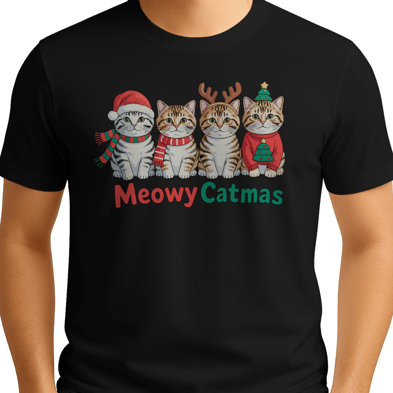 Meowy Christmas Cat Santa Hat Xmas